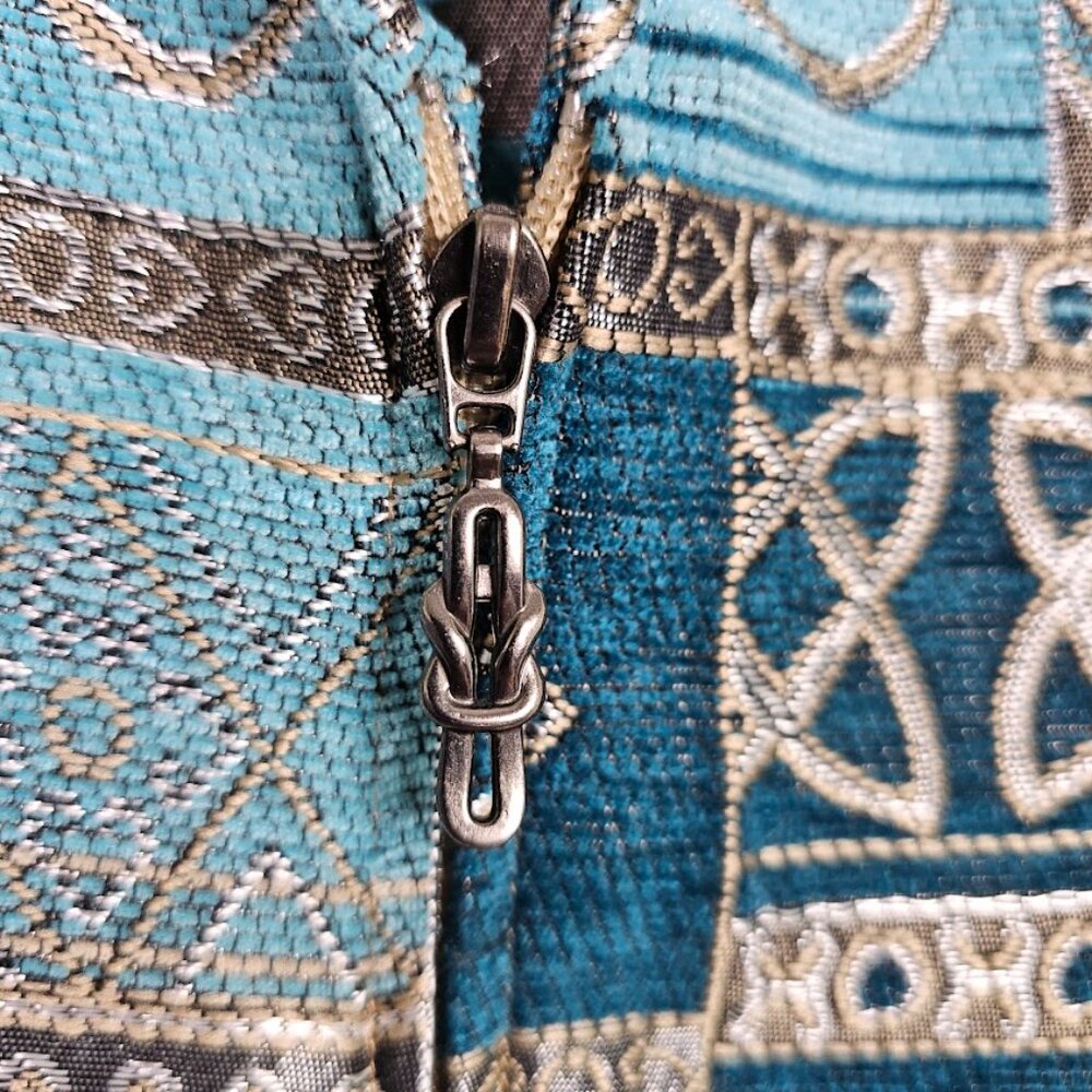 DRESS BARN WOMAN Tapestry Blazer Jacket TEAL BLUE MULTI Plus size 3X Art to Wear - Picture 4 of 8
